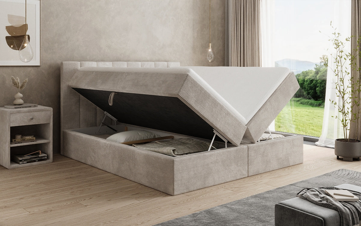Sofia box spring bed in Corduroy with storage