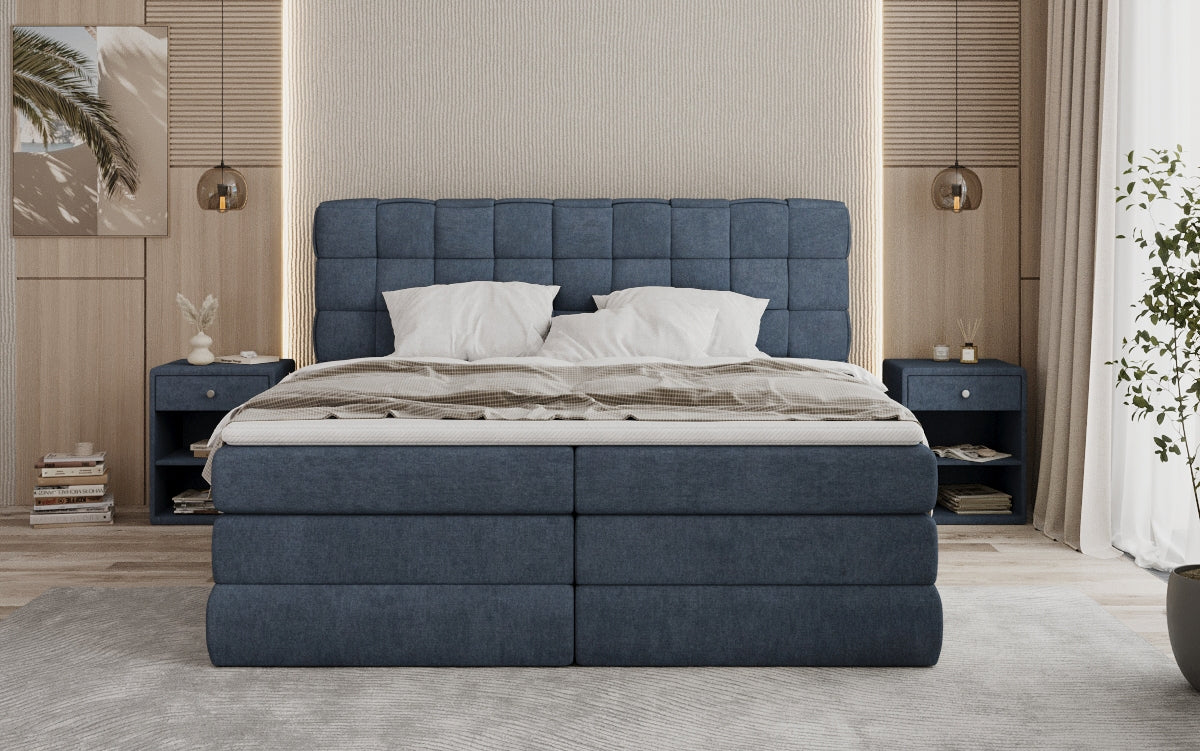 Trama box spring bed with storage in fabric
