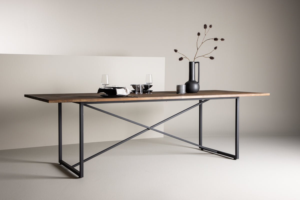 Dining table Waiora - with rustic teak wood top for a warm atmosphere