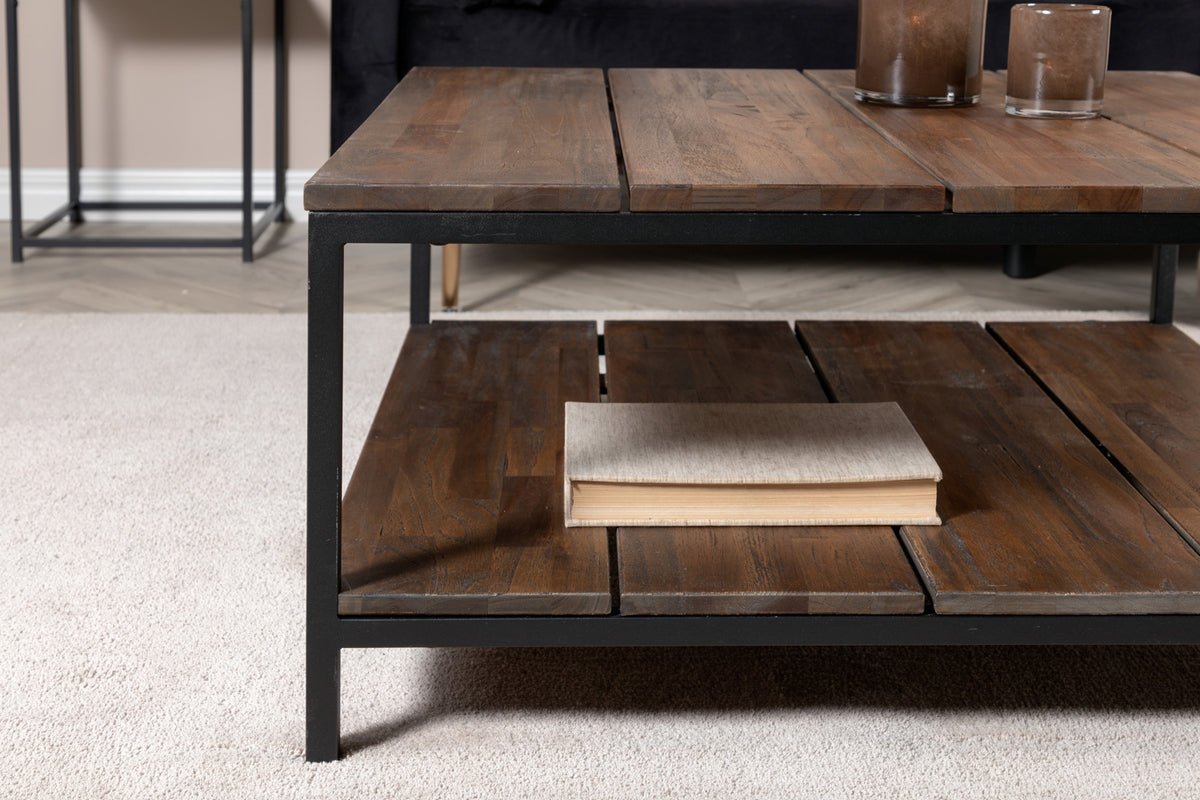 Coffee table Quarti - Teak wood meets steel