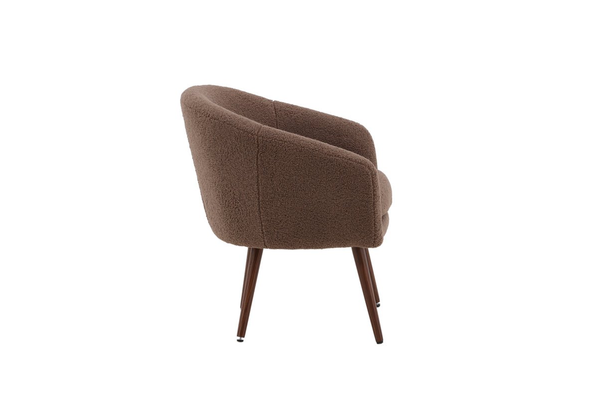 Armchair Theo - with brown teddy cover and steel legs