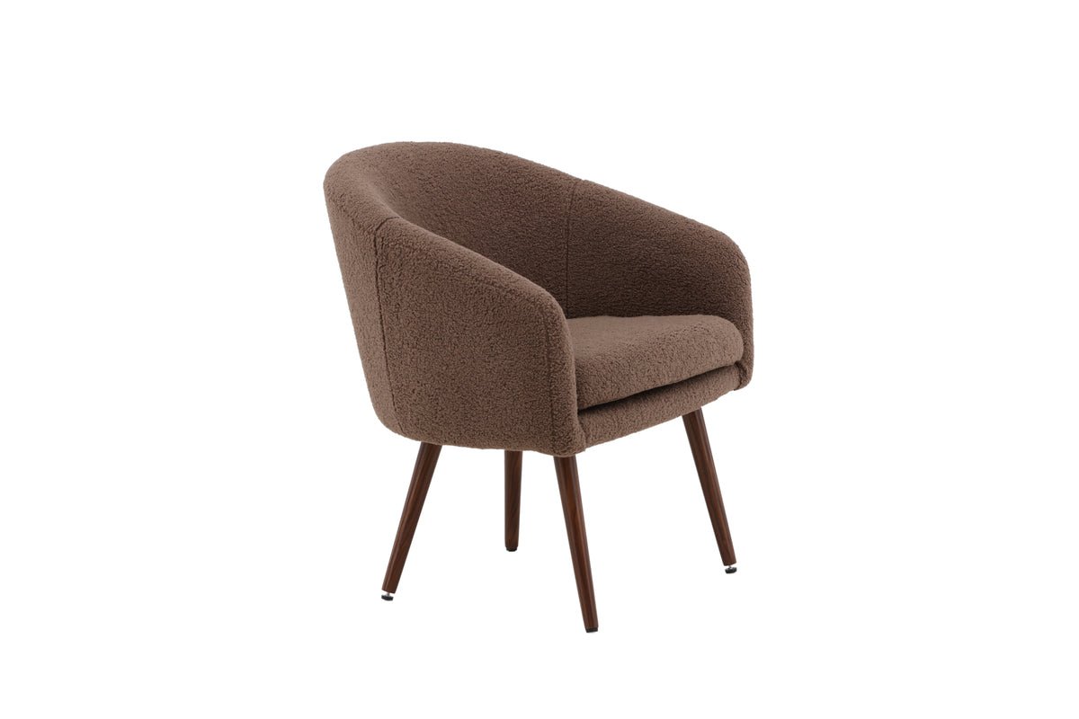 Armchair Theo - with brown teddy cover and steel legs
