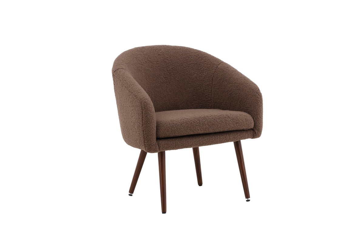 Armchair Theo - with brown teddy cover and steel legs