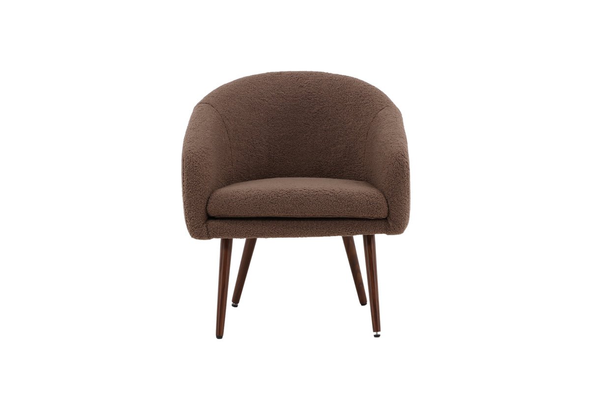 Armchair Theo - with brown teddy cover and steel legs