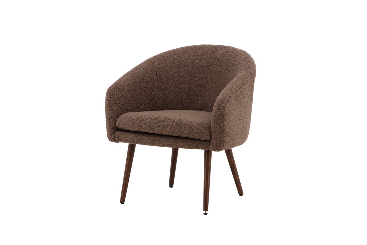 Armchair Theo - with brown teddy cover and steel legs
