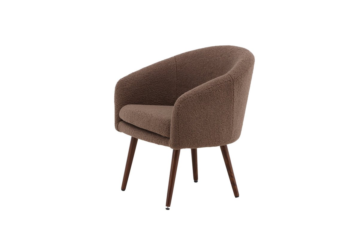 Armchair Theo - with brown teddy cover and steel legs
