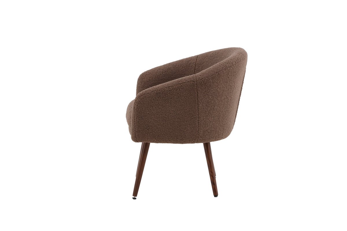 Armchair Theo - with brown teddy cover and steel legs