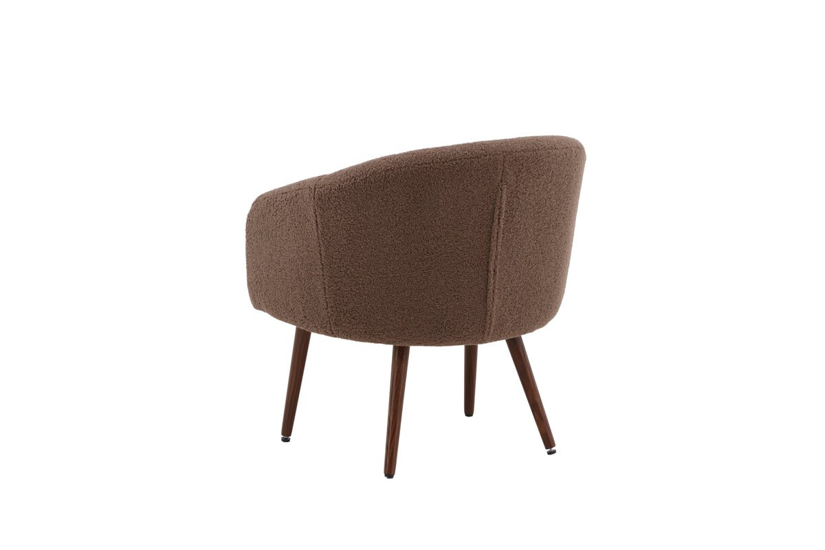 Armchair Theo - with brown teddy cover and steel legs