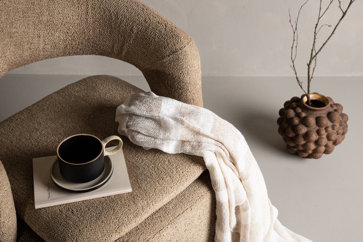 Designer lounge armchair Velina – modern bouclé armchair in four colors