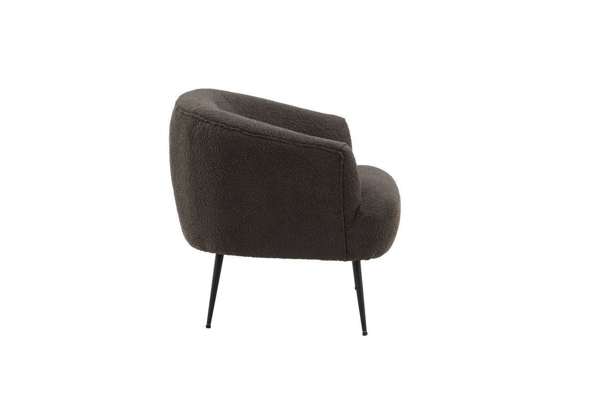 Designer lounge armchair Maleno – bouclé recliner in Anthracite