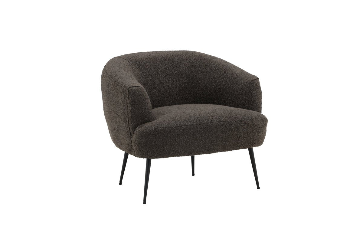 Designer lounge armchair Maleno – bouclé recliner in Anthracite