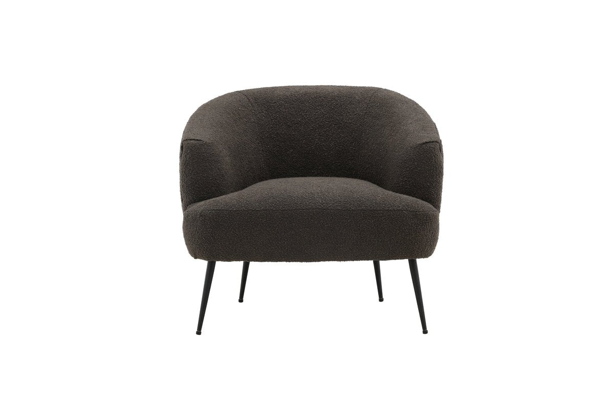 Designer lounge armchair Maleno – bouclé recliner in Anthracite