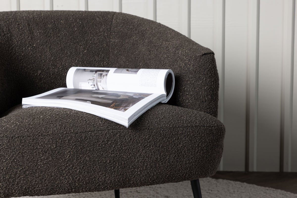 Designer lounge armchair Maleno – bouclé recliner in Anthracite