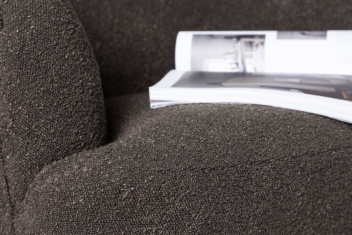 Designer lounge armchair Maleno – bouclé recliner in Anthracite