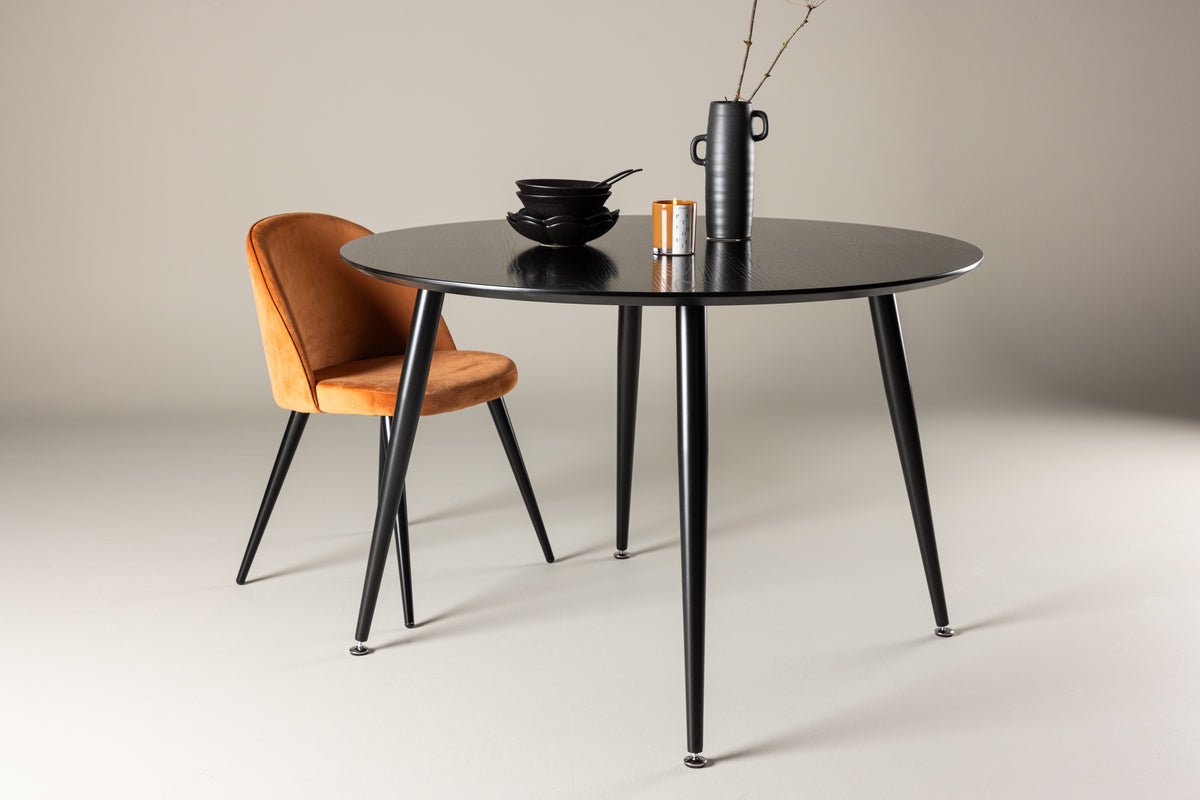 Dining table Ravenna - round dining table in Black with steel legs