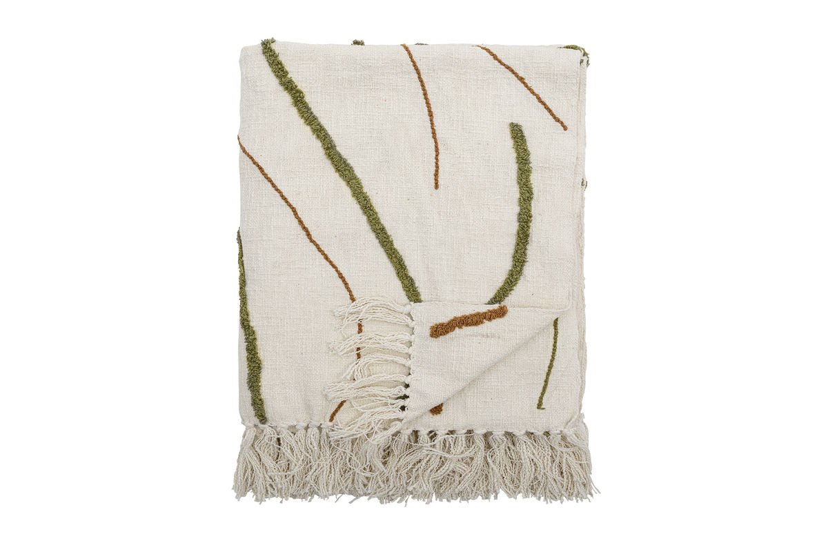 Domi Bedspread – Tufted and Embroidered Design in Natural Colors