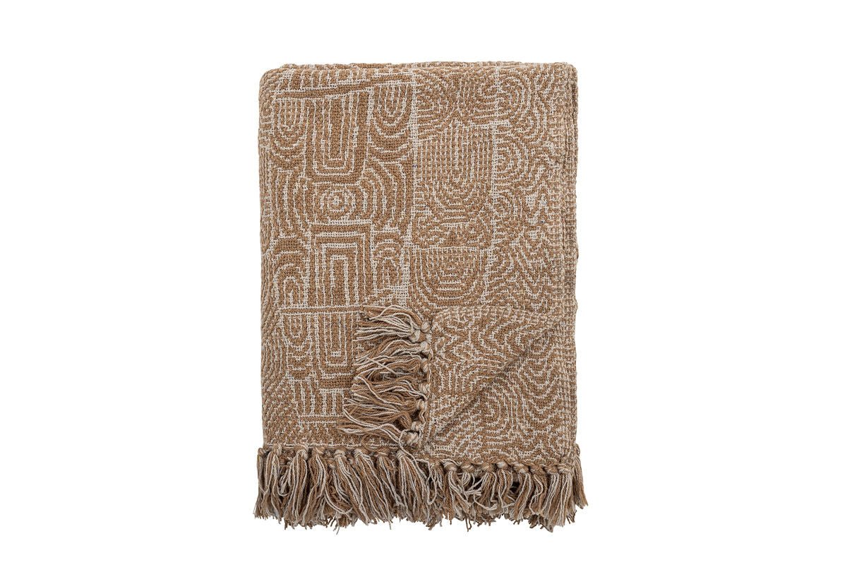 Hena Throw Blanket - Brown, made from recycled cotton