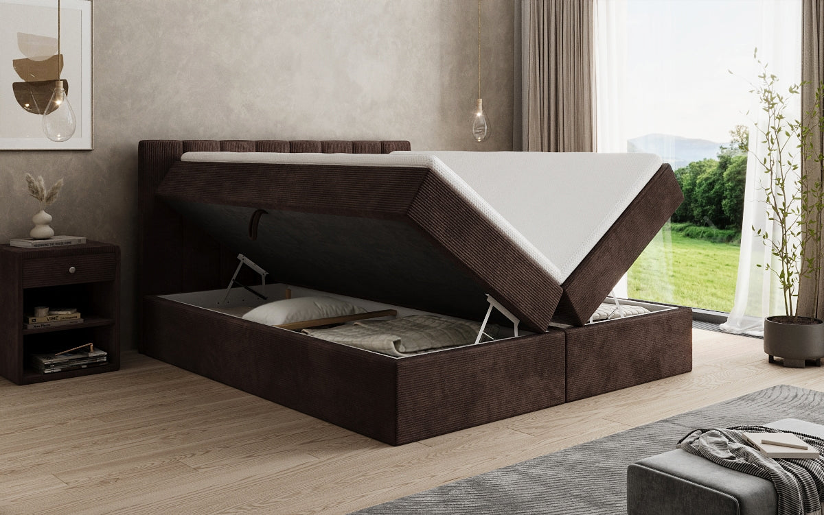 Sofia box spring bed in Corduroy with storage