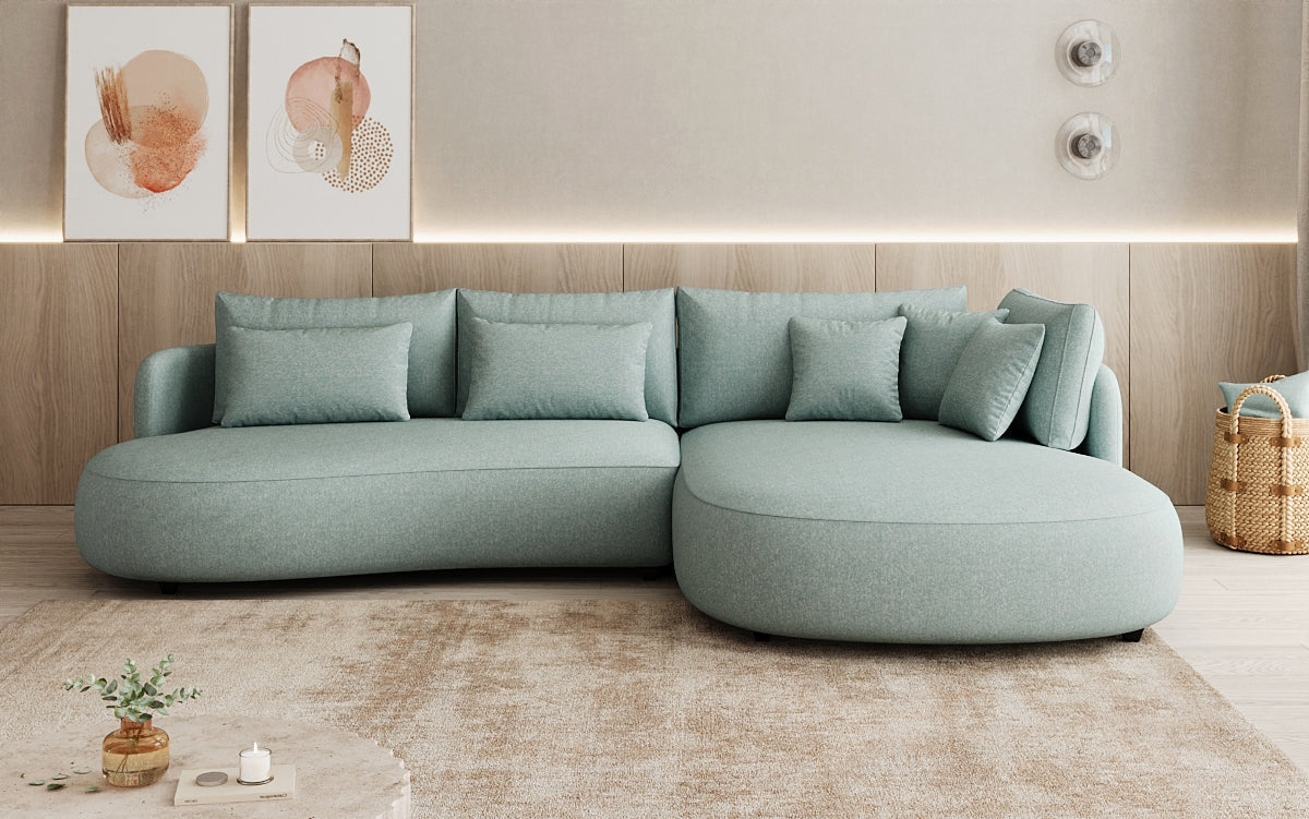 Designer corner sofa Ando Mini in textured fabric