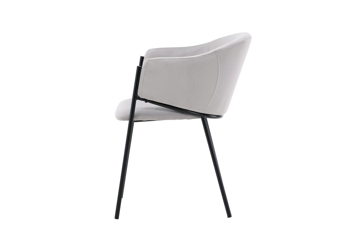 2er Set - Stuhl Calyra mit hellgrauem Samtstoff