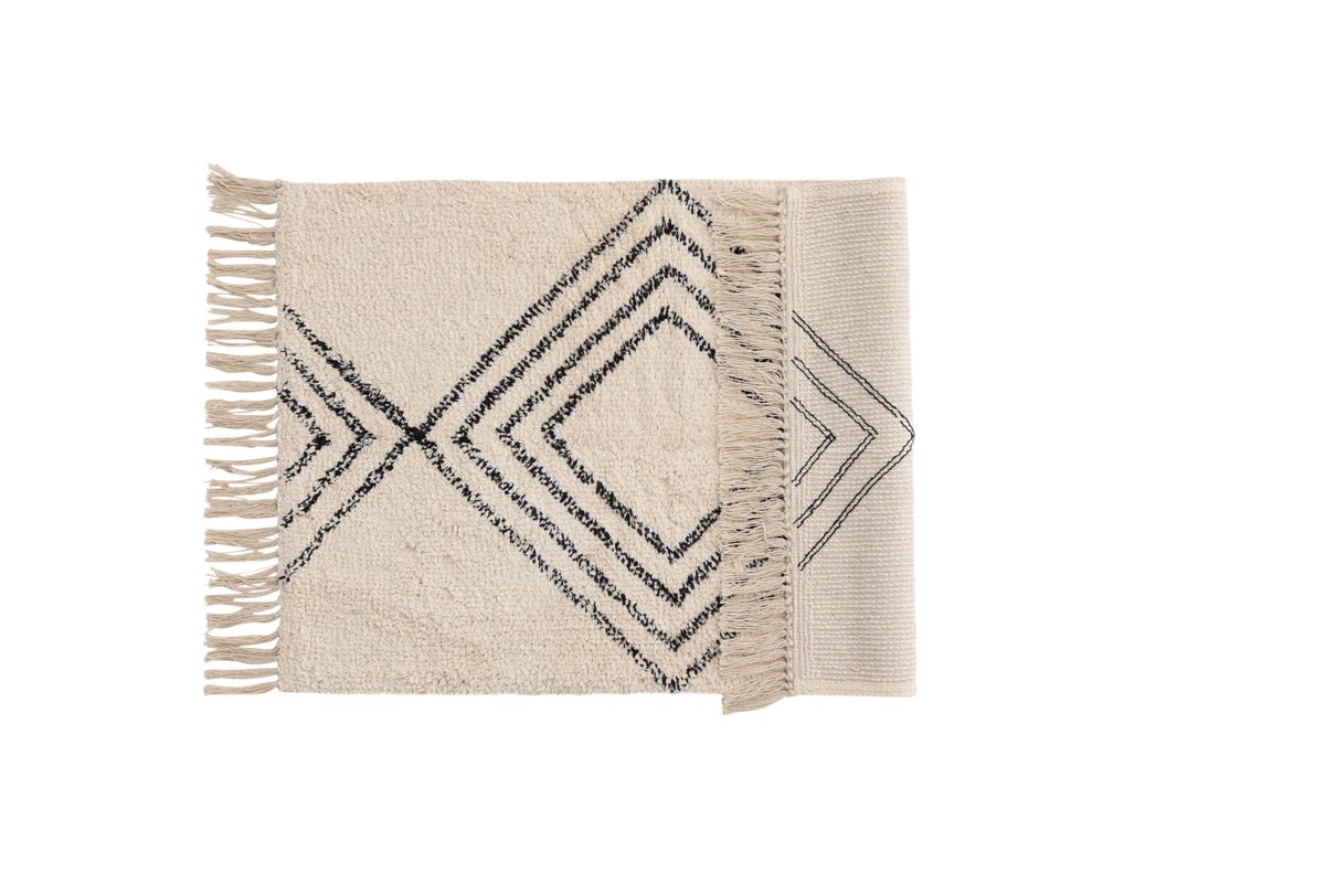 Bath Mat Ubud - in Black and White Design made of Absorbent Cotton