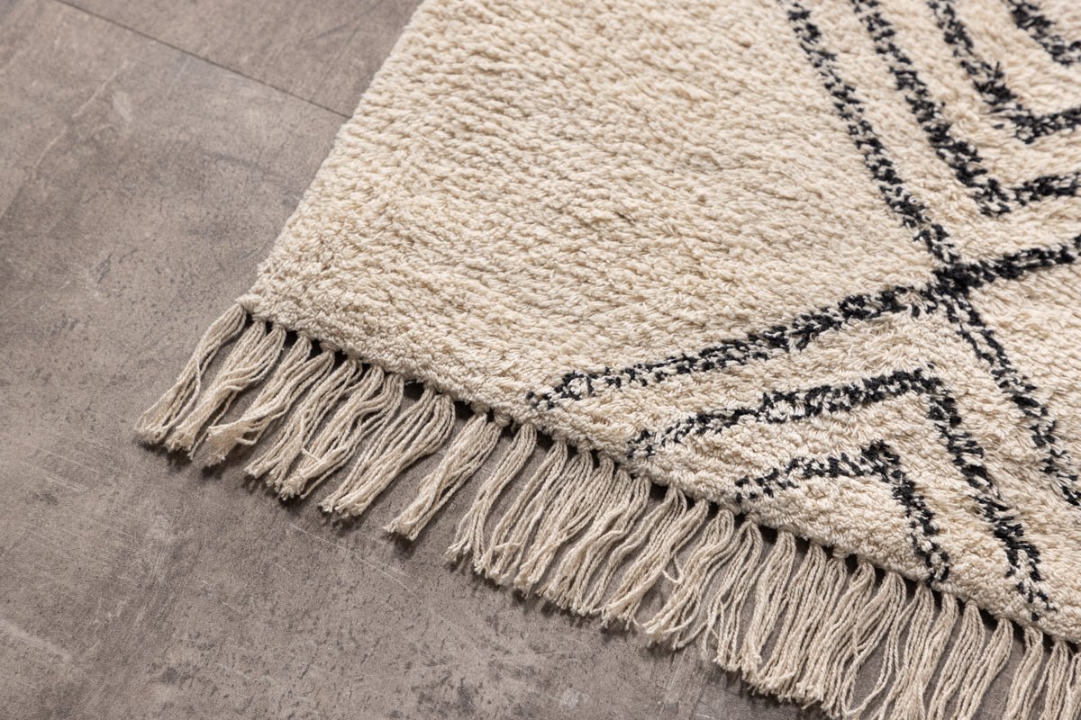 Bath Mat Ubud - in Black and White Design made of Absorbent Cotton