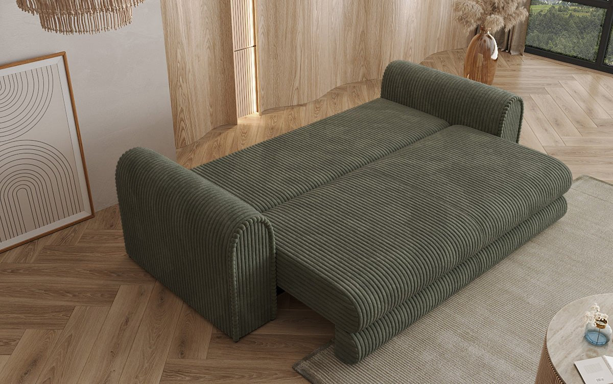 Designer Sofa Lil Buddy 3-seater with sleeping function and storage in wide corduroy