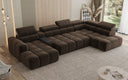 Designer sofa living area Mia with electric seat extension in chenille