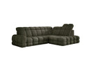 Designer corner sofa Lima with electric sleeper function in bouclé