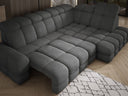 Designer corner sofa Lima with electric sleeper function in bouclé