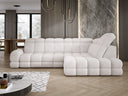 Designer corner sofa Lima with electric sleeper function in bouclé