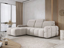 Designer corner sofa Arosa with electric sleeping function in bouclé