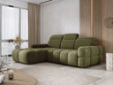 Designer corner sofa Arosa with electric sleeping function in bouclé