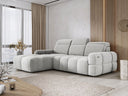 Designer corner sofa Arosa with electric sleeping function in bouclé