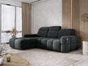 Designer corner sofa Arosa with electric sleeping function in bouclé