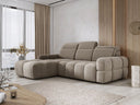 Designer corner sofa Arosa with electric sleeping function in bouclé