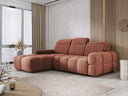 Designer corner sofa Arosa with electric sleeping function in bouclé