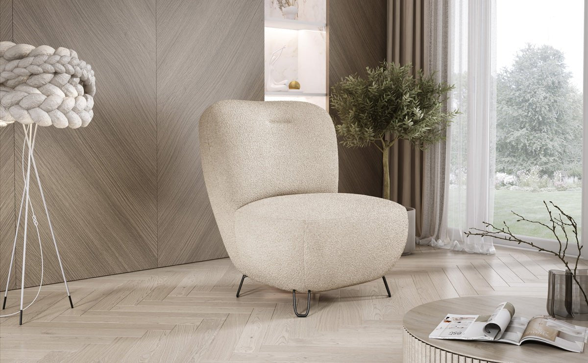 Designer armchair Tokyo in bouclé