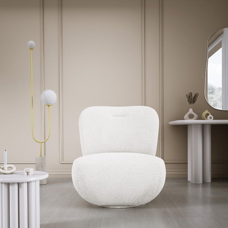 Designer armchair Kyoto 360° swivel function in bouclé
