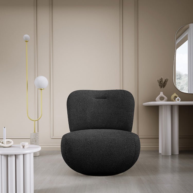 Designer armchair Kyoto 360° swivel function in bouclé