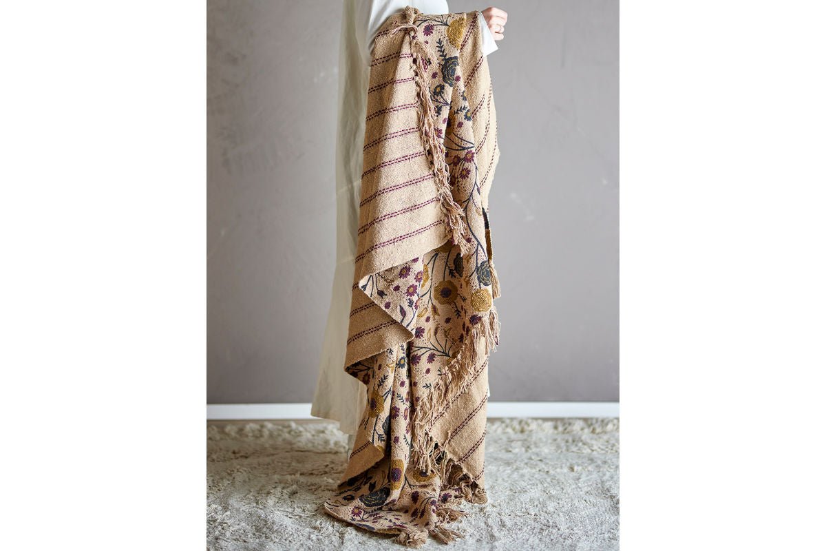 Fiora Bedspread – Recycled Cotton with Floral Pattern