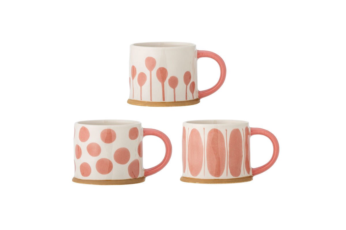 Cup Set "Linora" – Rose-Colored Stoneware (3-Piece)