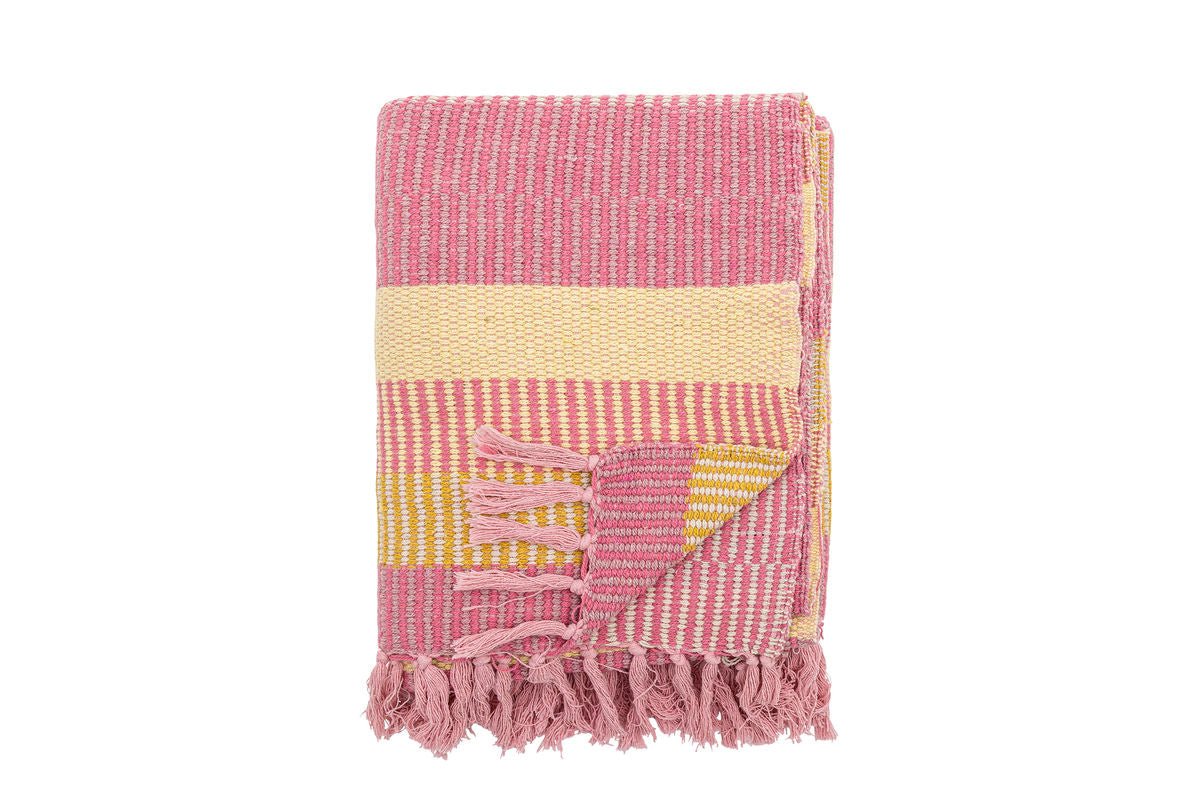 Elani Bedspread – Stripe Pattern in Pink and Yellow