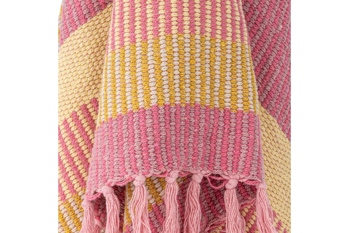 Tagesdecke Elani – Streifenmuster in Rosa und Gelb