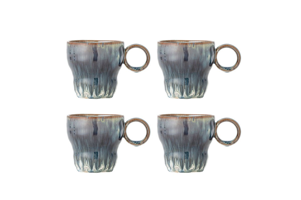 Becher-Set Ravéa – Blaues Steingut (4-teilig)
