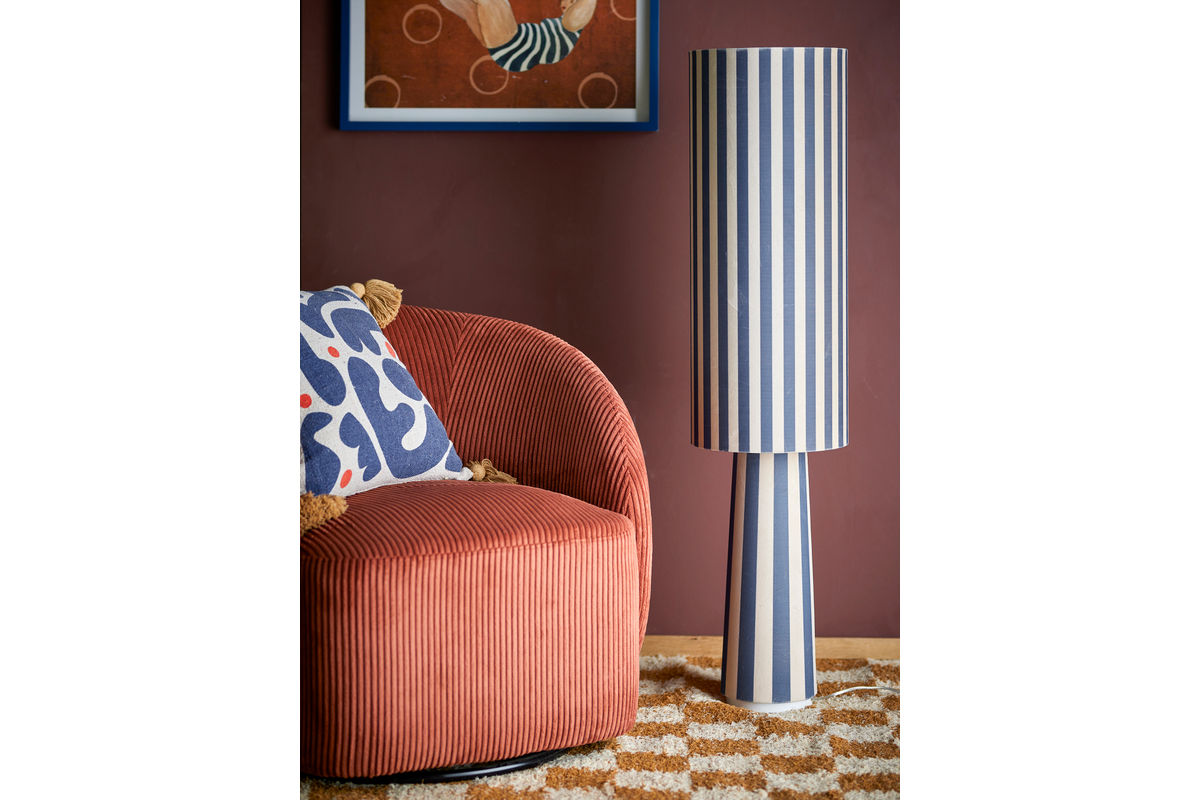 Floor lamp Feli – Velour shade in Blue