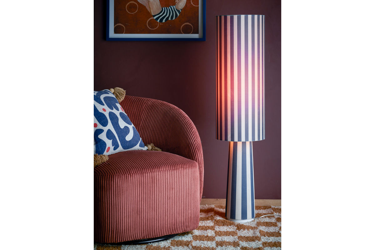 Floor lamp Feli – Velour shade in Blue
