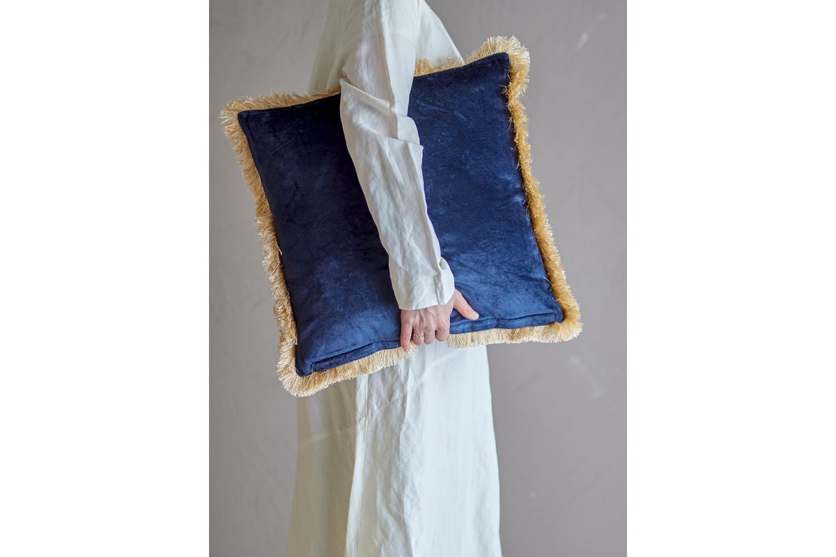 Decorative Cushion Cara - made of Viscose in the Color Blue