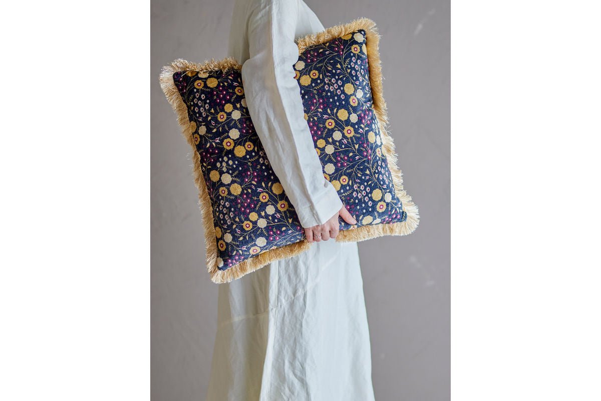 Decorative Cushion Cara - made of Viscose in the Color Blue