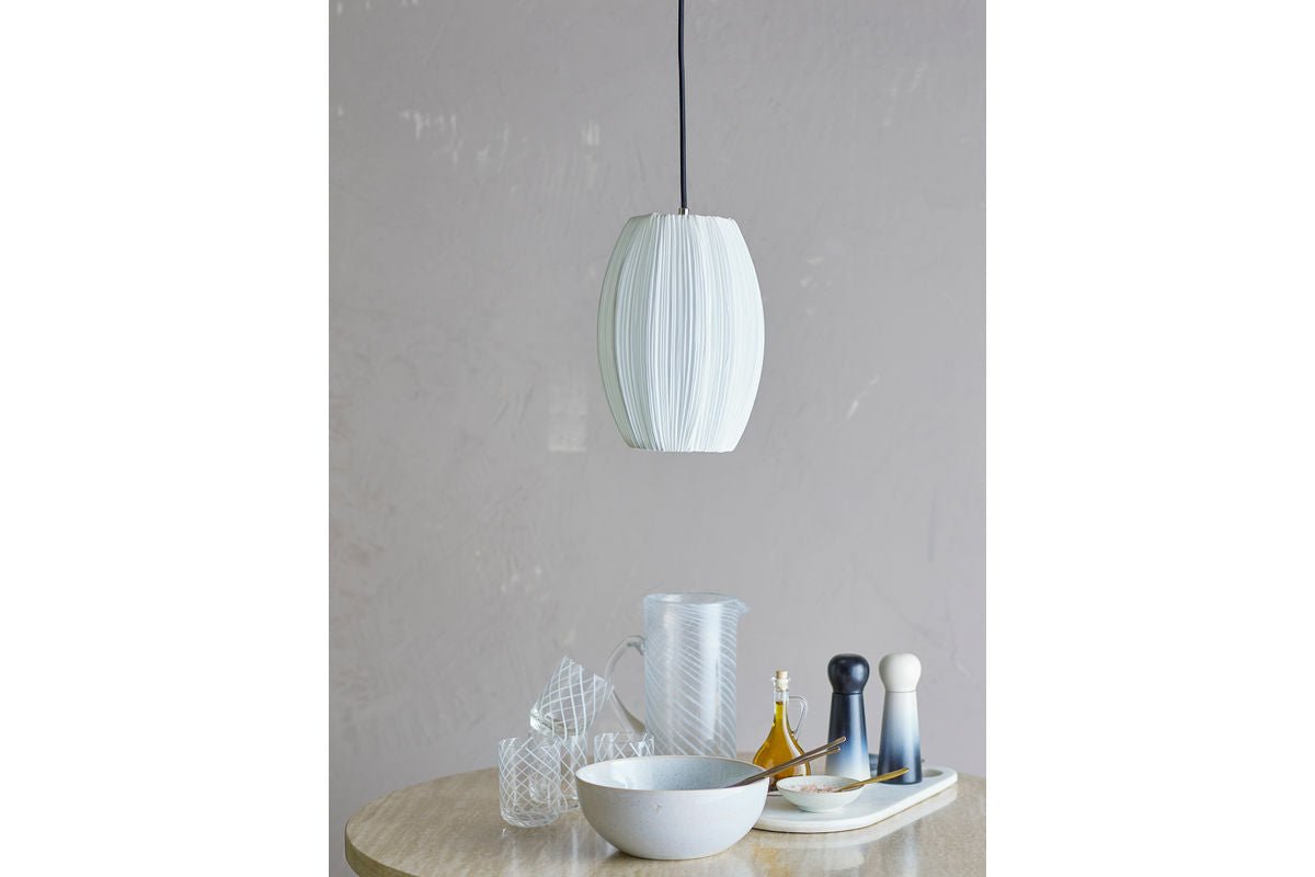 Pendant lamp Mima – fabric shade in soft White